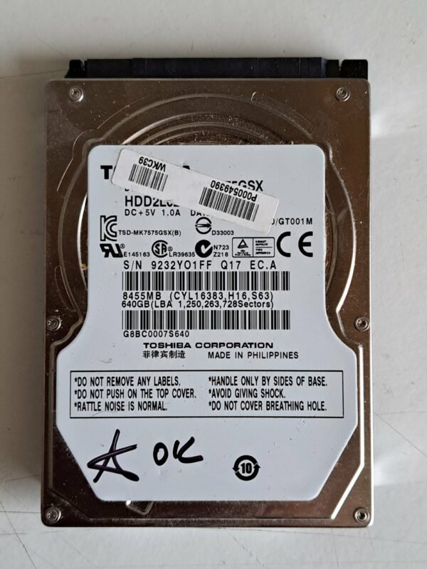 Disque dur 640go Toshiba HDD 2.5"