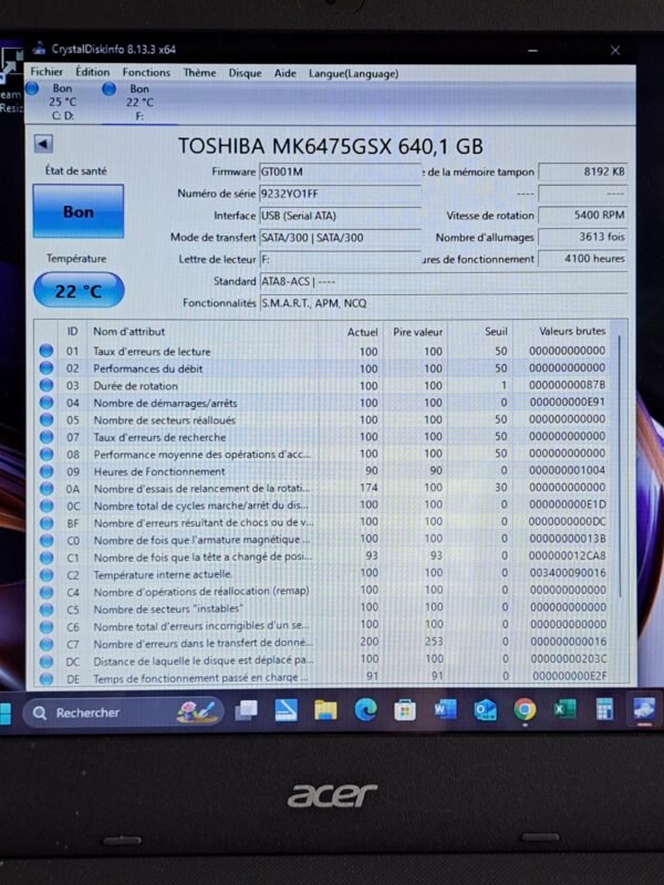 Disque dur 640go Toshiba HDD 2.5" – Image 3