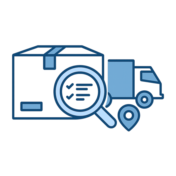 Suivi de commande en ligne – suivi colis PiècesPC.fr Illustration du suivi de commande avec colis, camion de livraison et localisation en temps réel – PiècesPC.fr