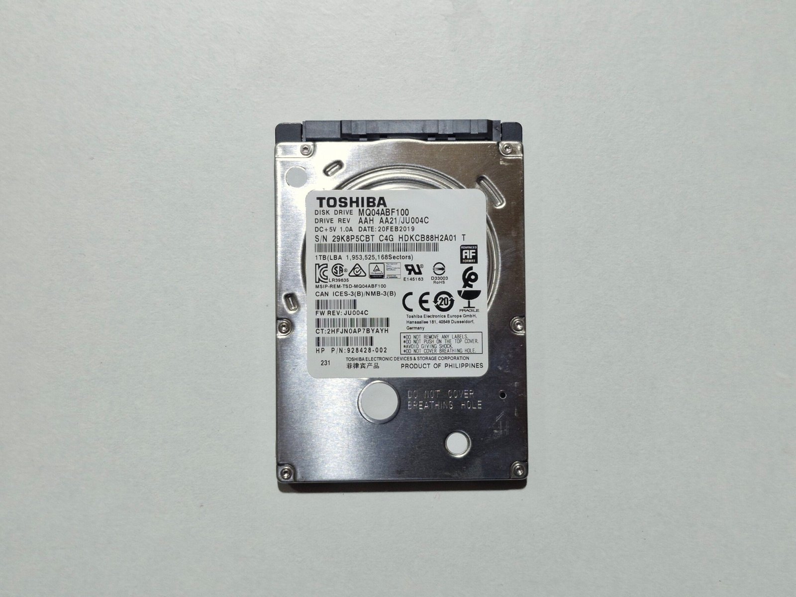 Disque Dur 2.5" – Toshiba MQ04ABF100 1To SATA Slim