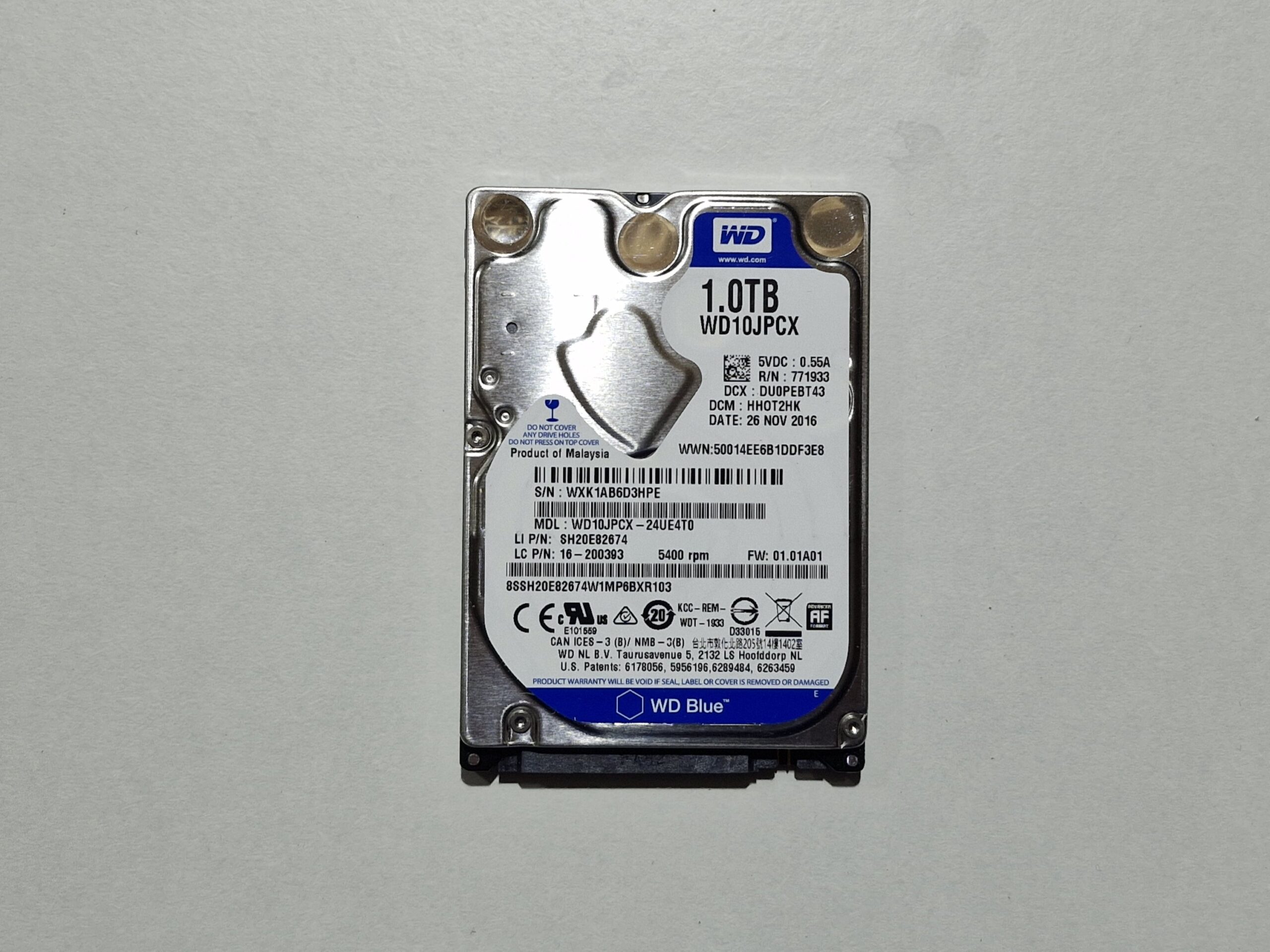 Disque Dur 2.5" – Western Digital WD Blue WD10JPCX 1To SATA