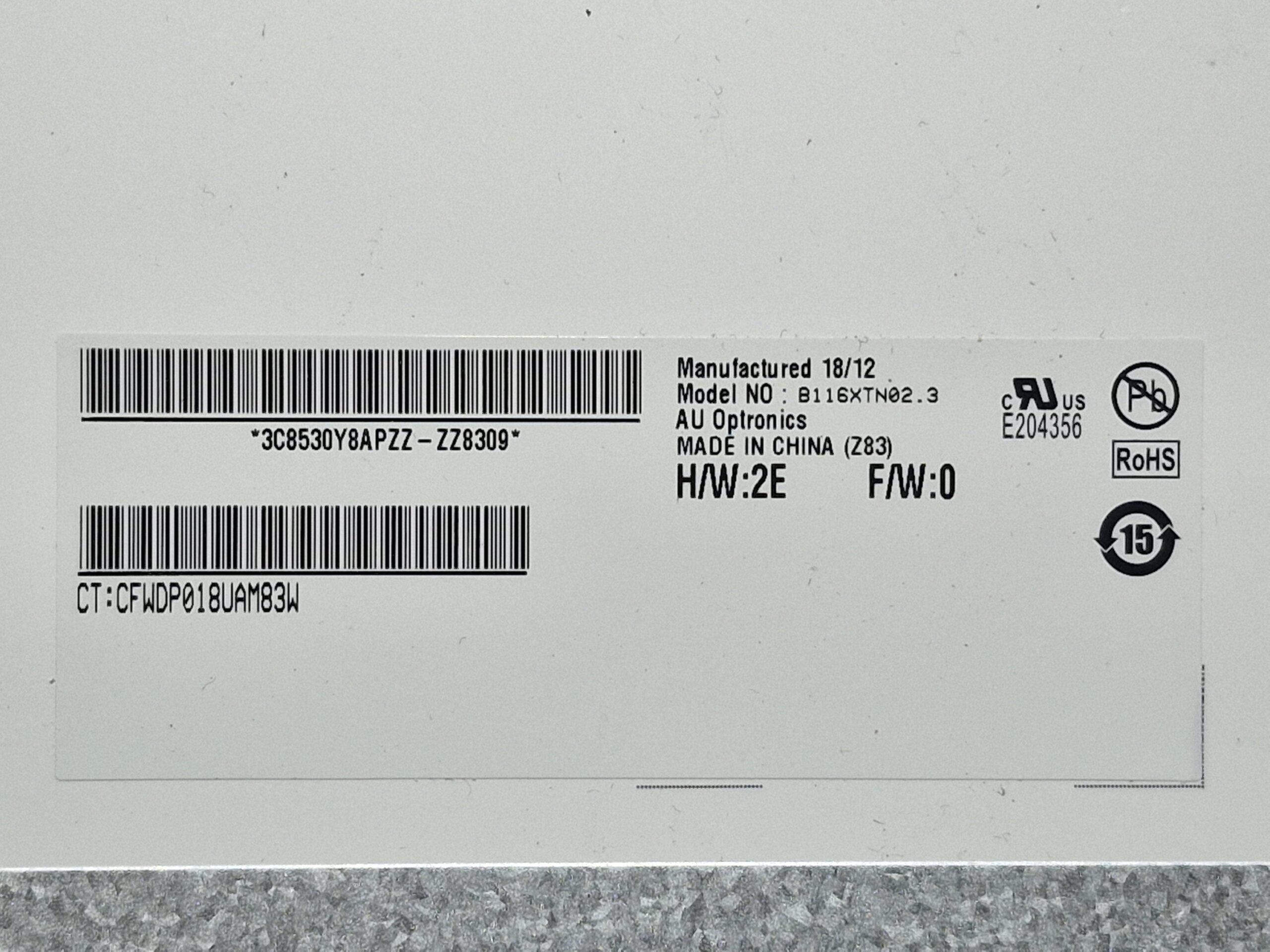 Écran LCD B116XTN02.3 11.6" HD Mat eDP 30 Pins – Connecteur Bas Droite – Image 2