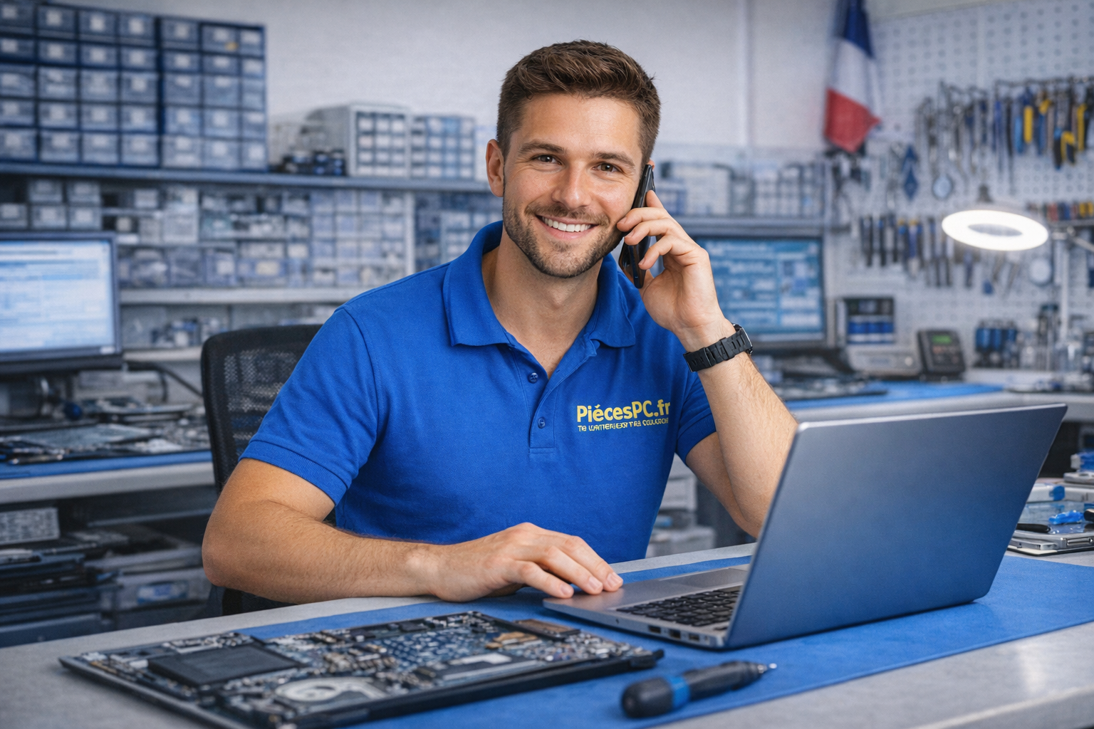 Icône de contact représentant communication et support client pour PiècesPC.fr