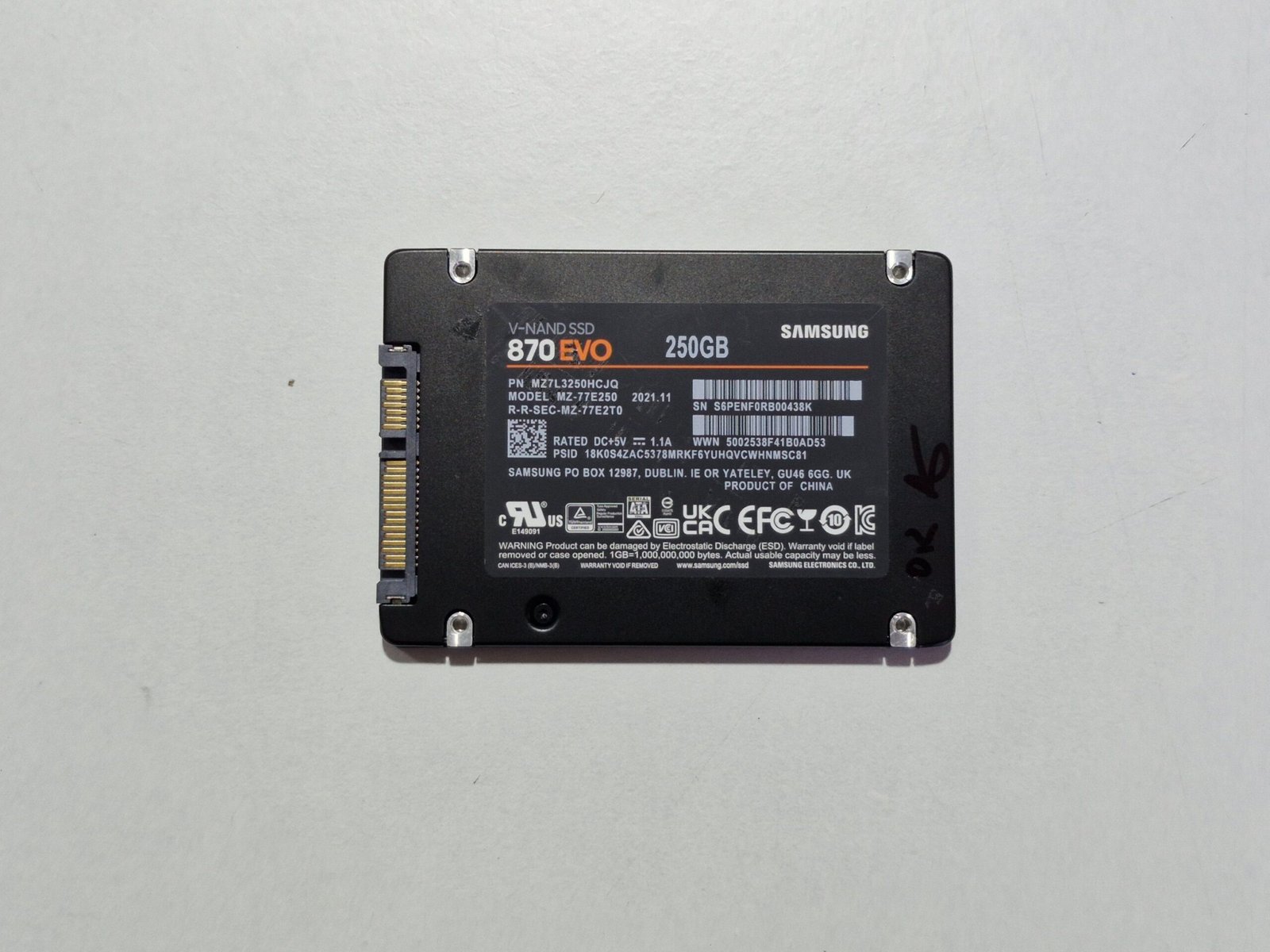 SSD Samsung 870 EVO 250GB SATA III 2.5"