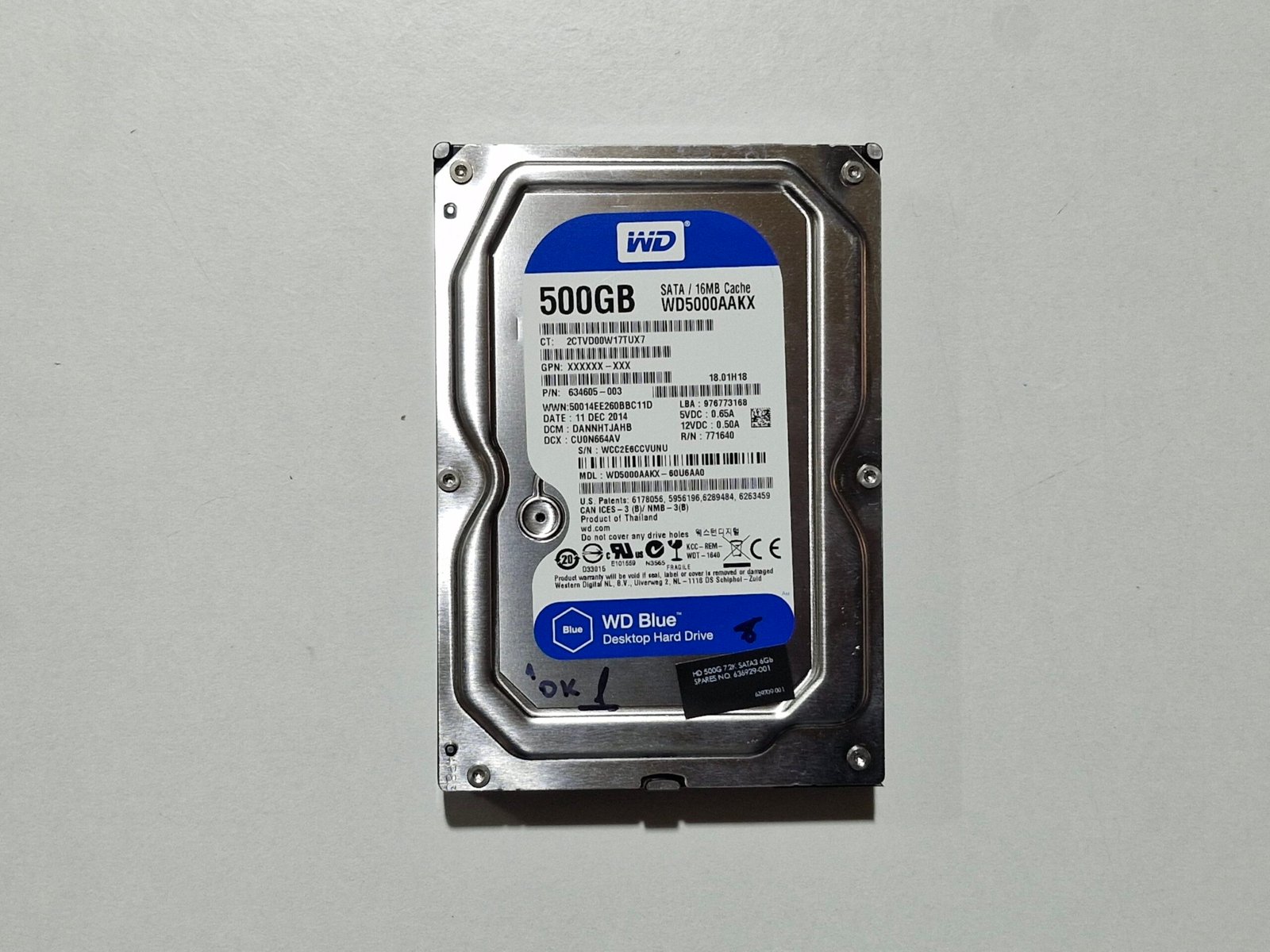 Disque Dur WD Blue WD5000AAKX 500GB 3.5” SATA 7200RPM