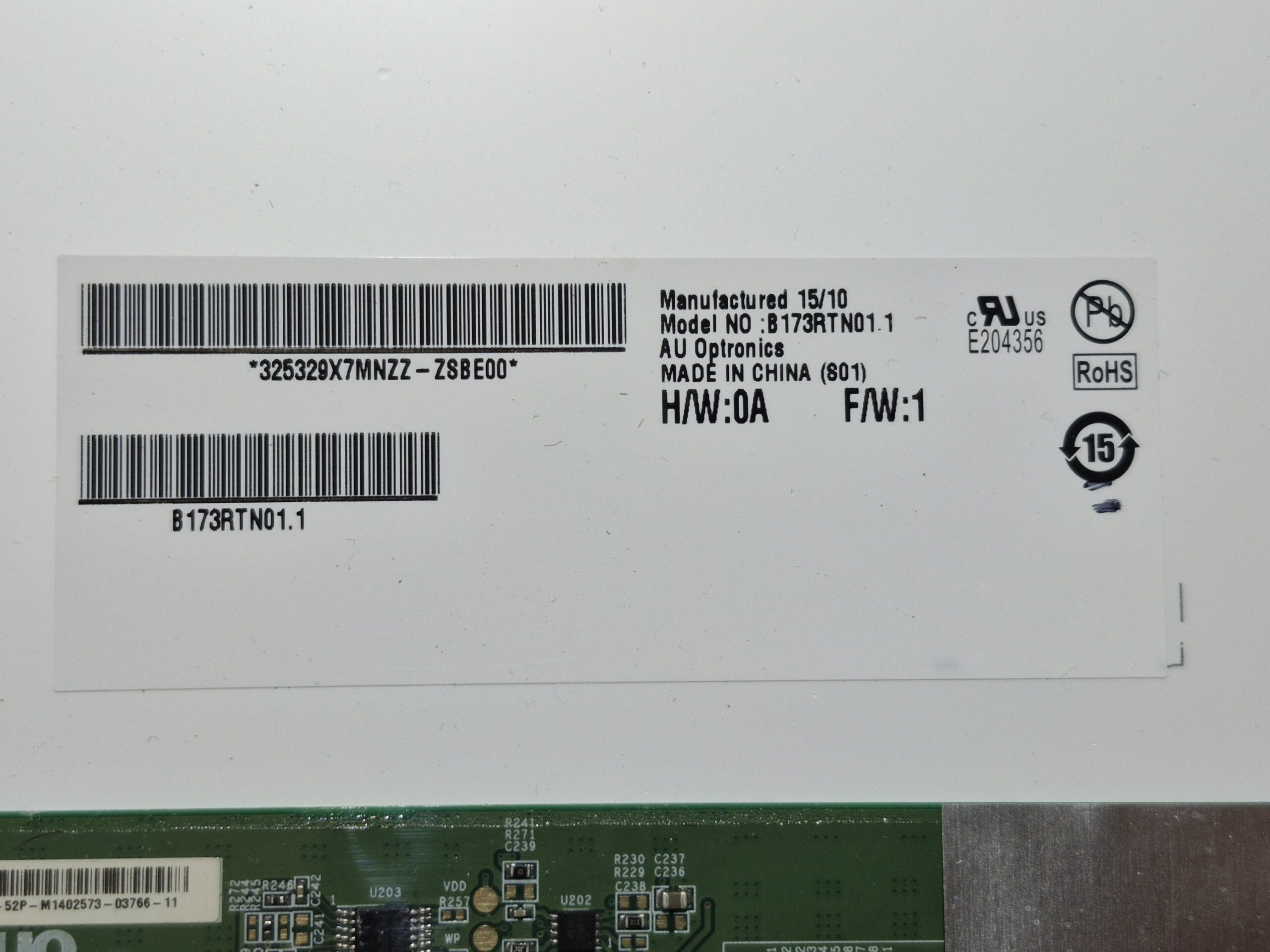 Écran 17.3" LED HD+ AUO B173RTN01.1 – 30 Pins eDP (Bas gauche) – Image 2