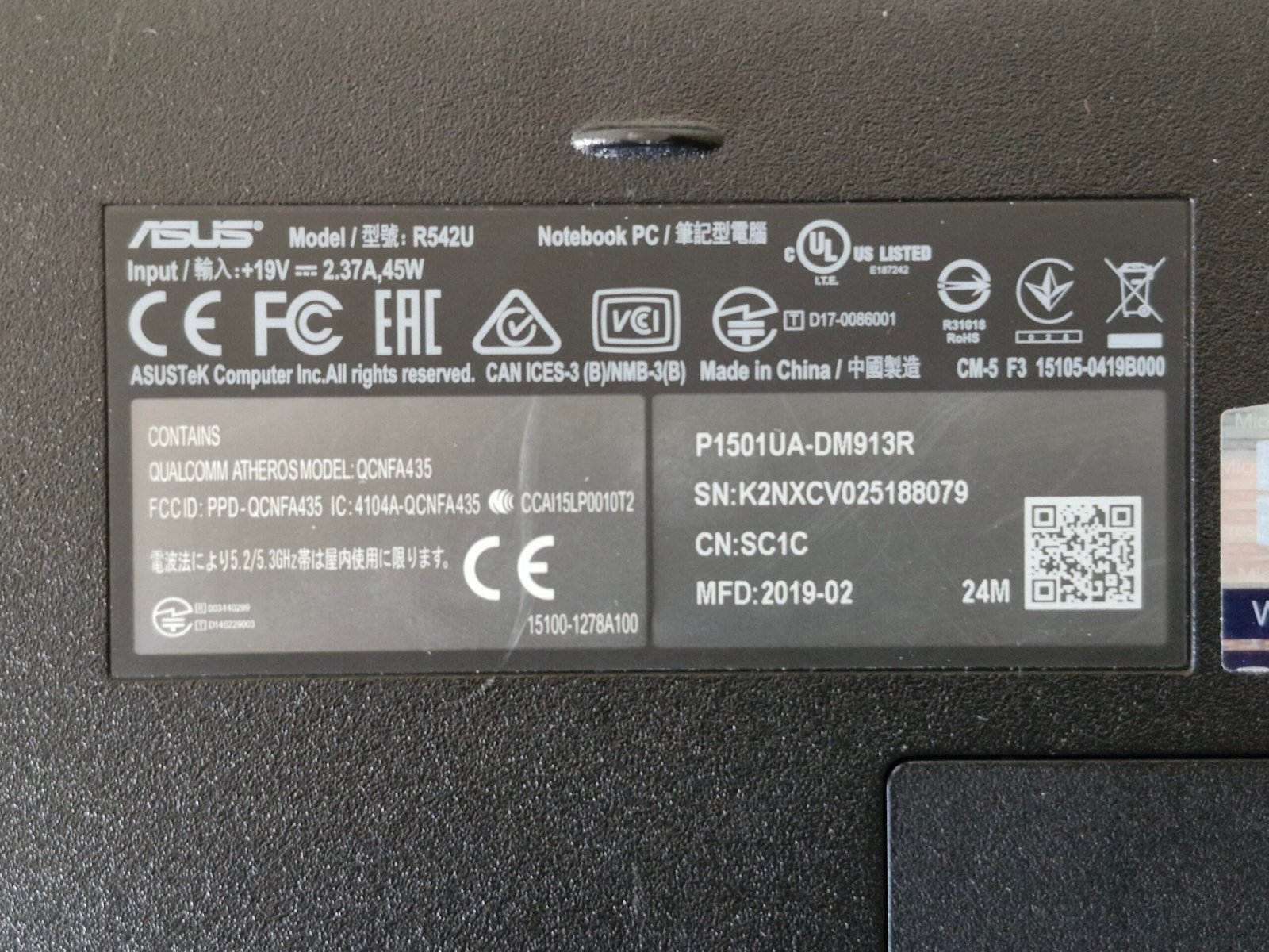 PC Portable ASUS VivoBook R542U – Intel Core i3 8ᵉ Gen / 12 Go RAM / SSD + HDD – Image 10