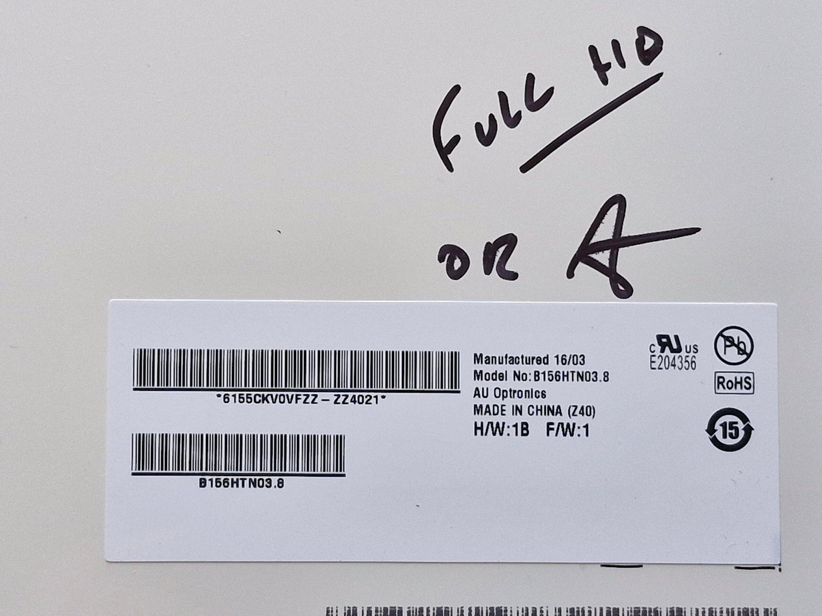 Écran LCD 15.6" Full HD Mat AU Optronics B156HTN03.8 (connecteur bas droit) – Image 2