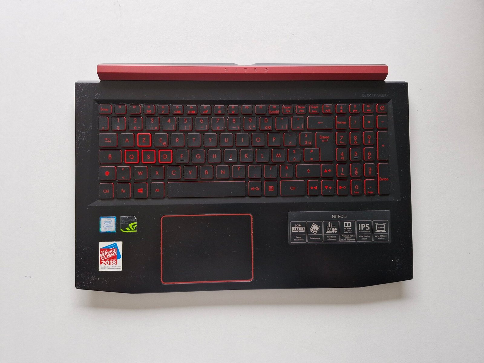 Top Case + Clavier AZERTY Acer Nitro 5 AN515-51 (Palmrest complet)