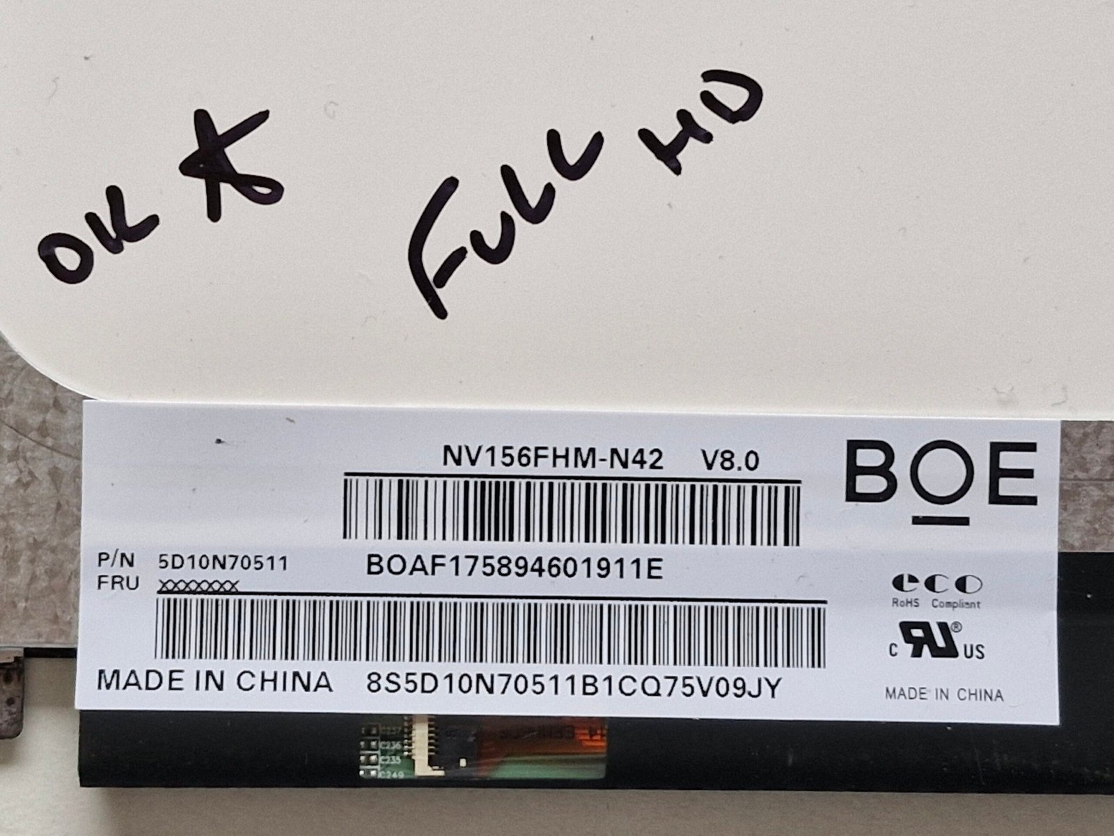 Écran PC Portable 15.6" BOE NV156FHM-N42 Full HD – 30 Pins Droite Mat – Image 2