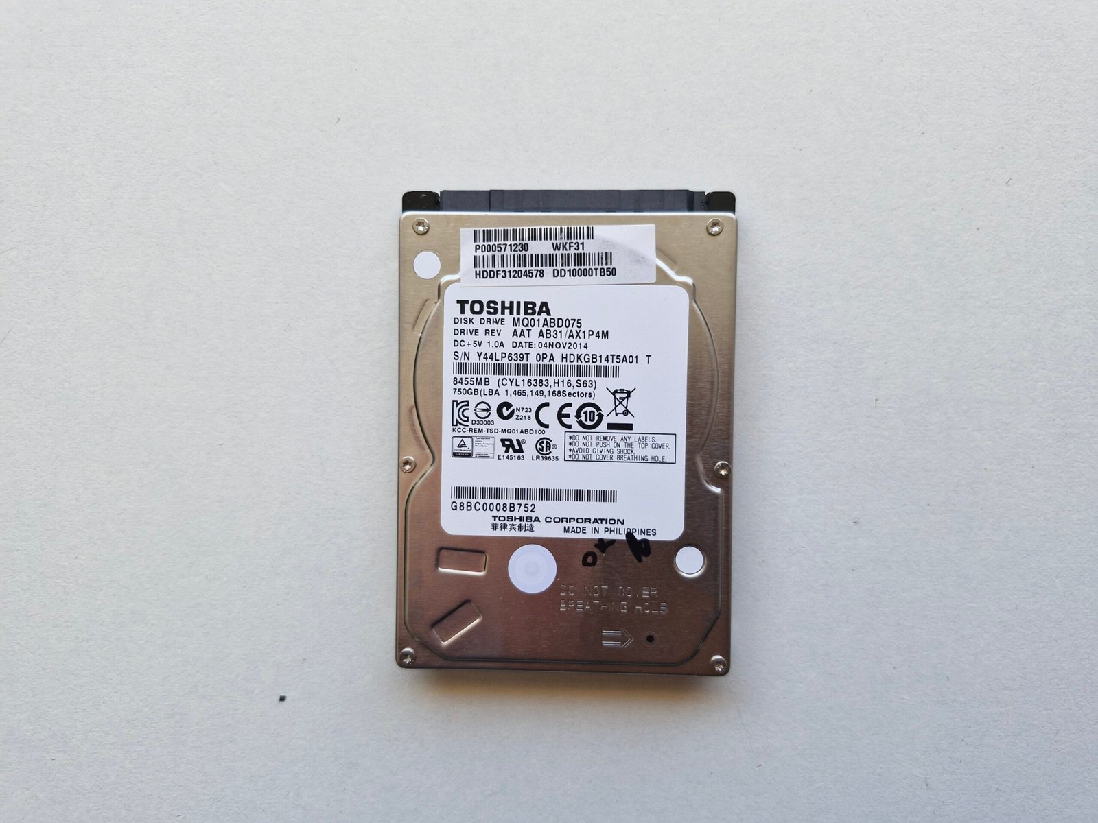 TOSHIBA MQ01ABD075 Disque Dur 750 Go SATA 2.5" HDD