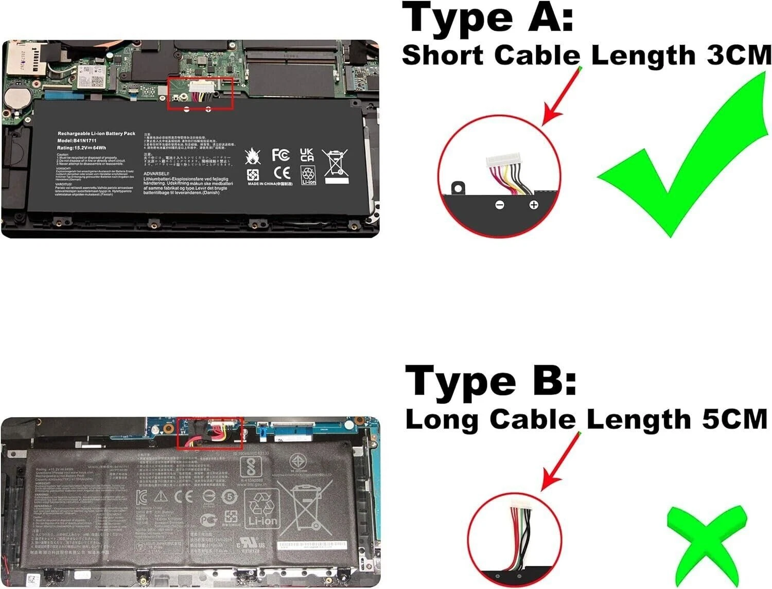 Neuve - Batterie ASUS B41N1711 15.2V 64Wh 4240mAh pour TUF Gaming FX705 FX503 GL503 ZX63V – Image 6