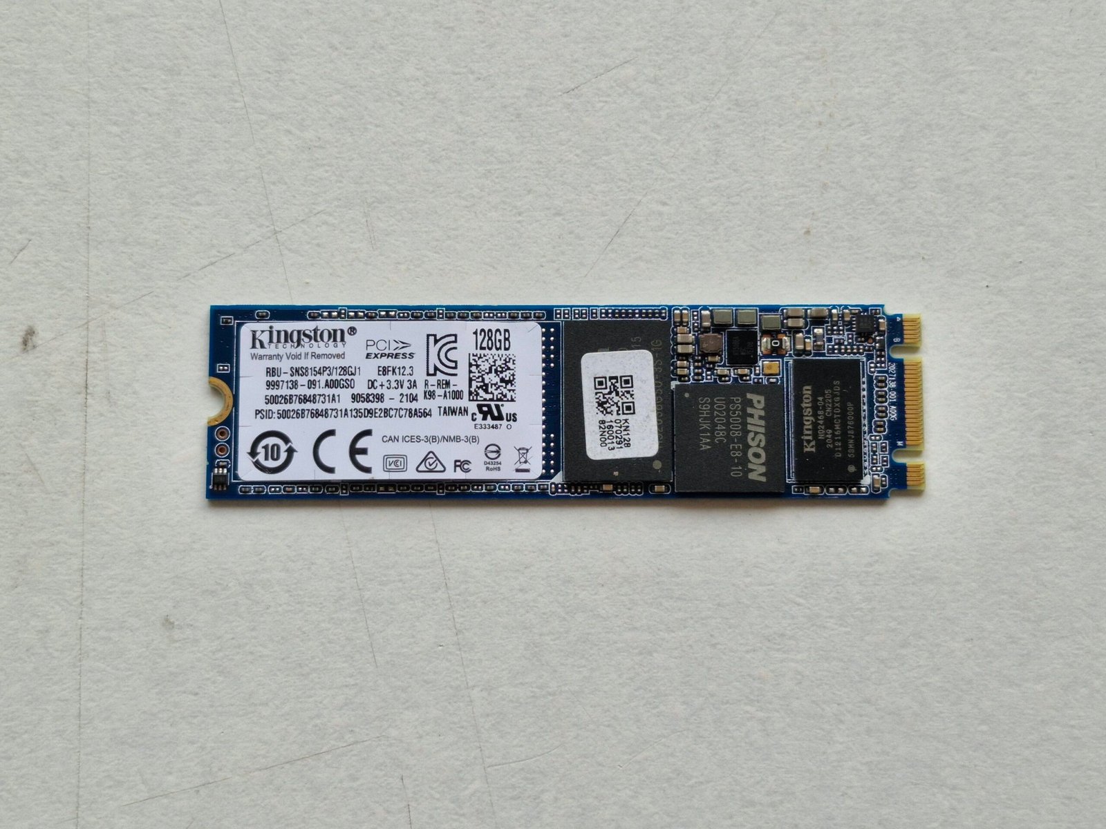 SSD Kingston 128 Go M.2 SATA – RBU-SNS8154P3/128GJ – 2280 – Testé