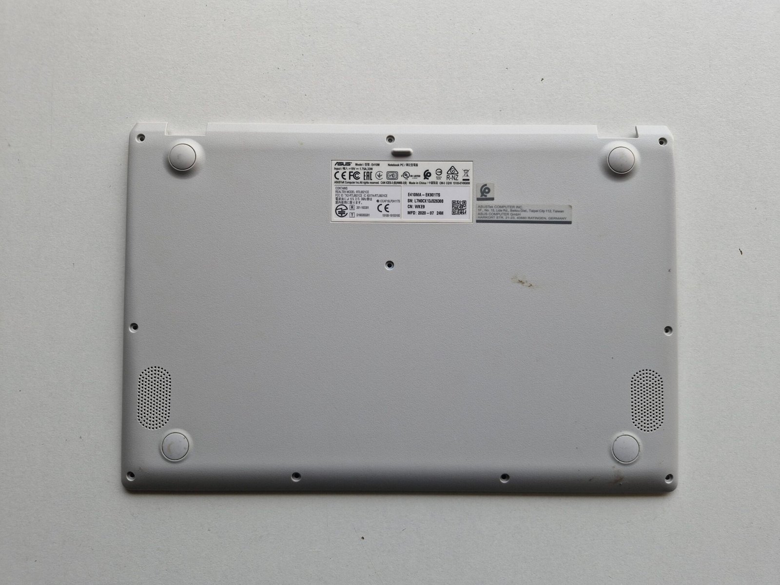 Coque Inférieure ASUS E410M E410MA-EK901TS Blanc avec Vis - Bottom Case