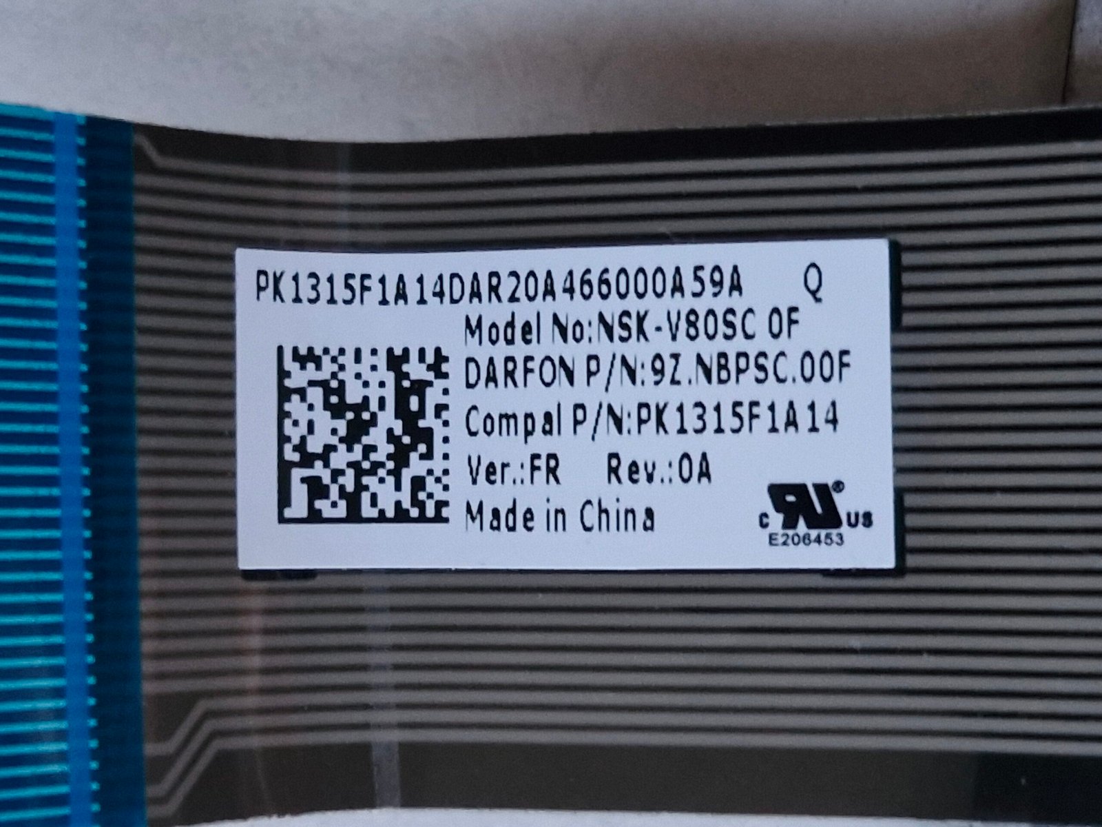 Clavier Toshiba Satellite C50-B C55-B AZERTY FR NSK-V80SC 0F 9Z.NBPSC.00F – Image 3